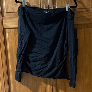 Abercrombie & Fitch Off The Shoulder Black Long Sleeve Rouched Top